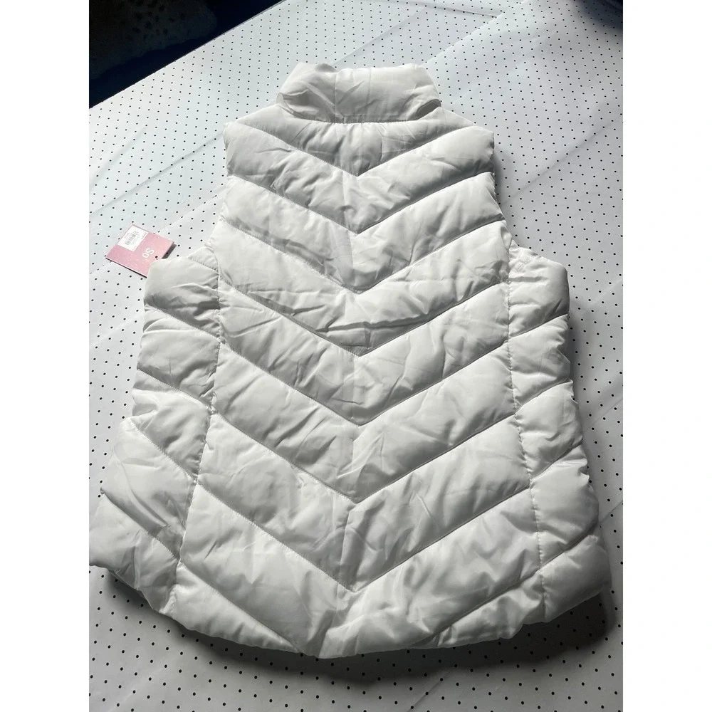 Womens Puffer Vest Coconut White Quilted Full Zip Mock Neck JG94Z002RS Size M